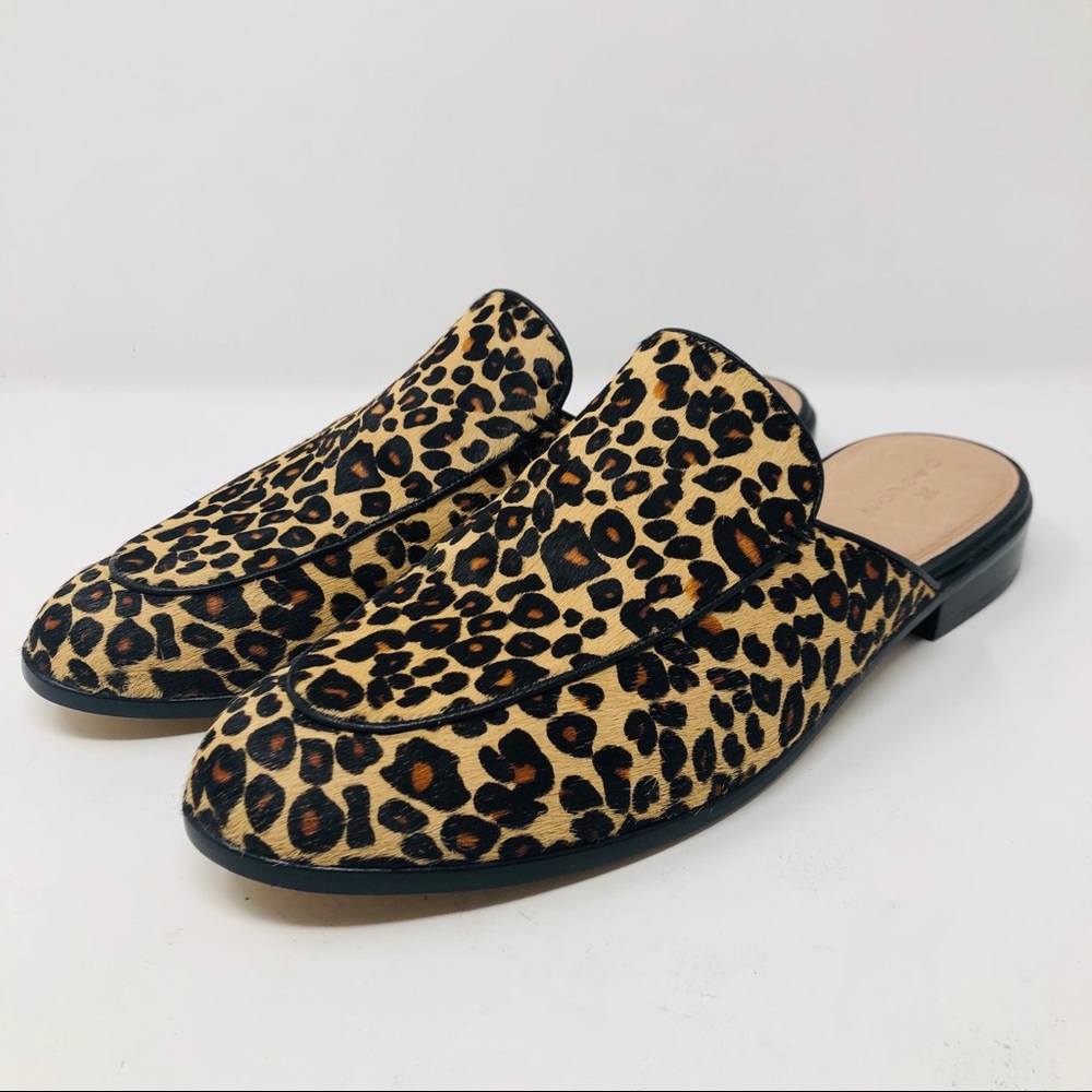 CASLON CALFHAIR LEOPARD PRINT MULES SZ8